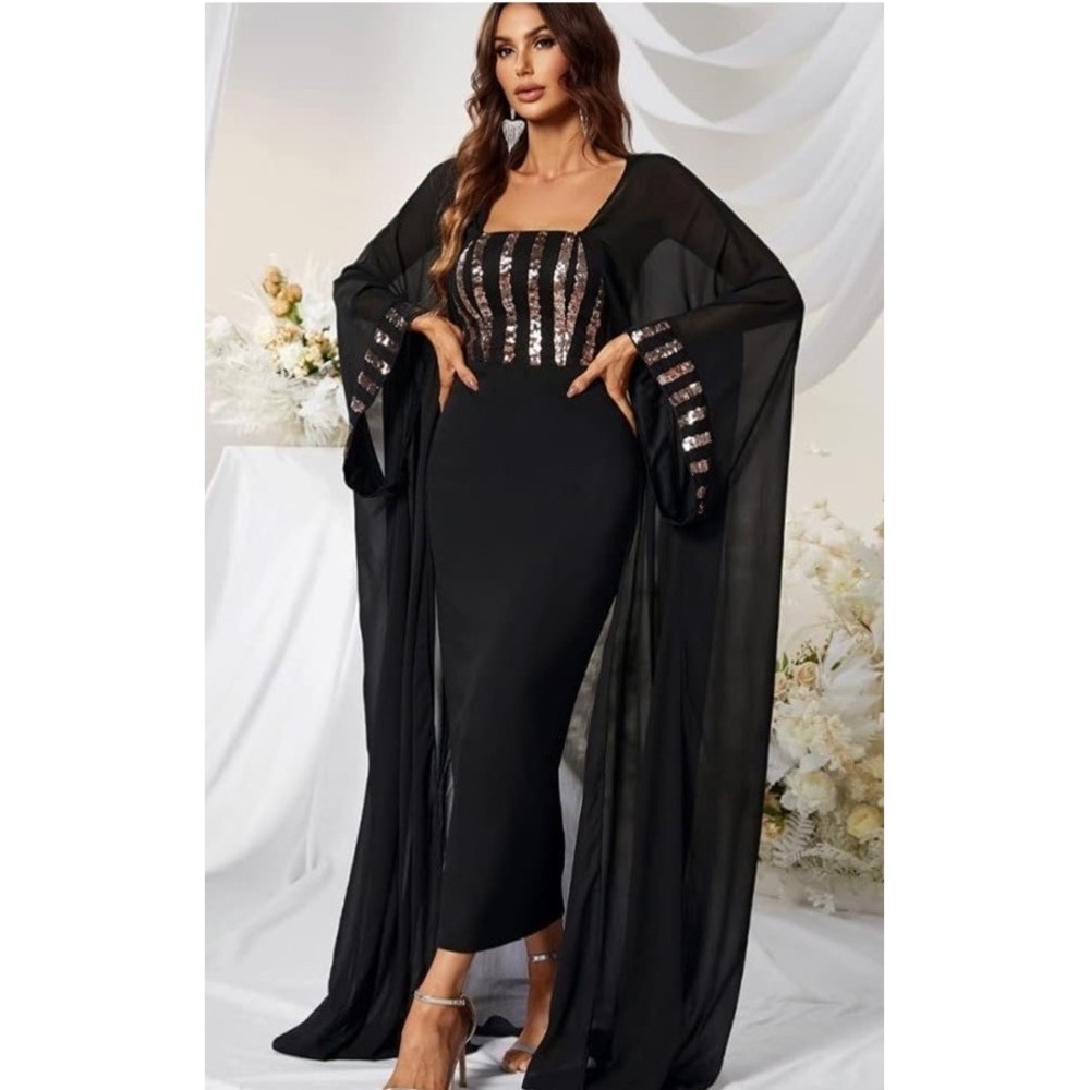 New Giffniseti Cloak Party Dress Size Medium Witchy Whimsigoth Fairy Sequins M - Picture 7 of 11